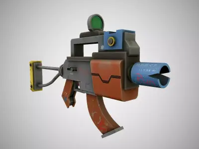 Stylized ak74 shortened Free low-poly 3D model