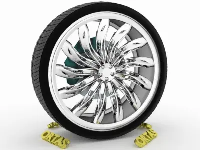 ORTAS CAR WHEEL RIM 75 GAME READY WHEEL RIM TIRE 3D model