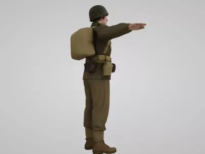  old American soldier 3D model 3D model
