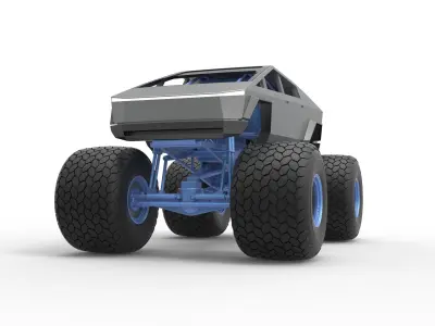 Tesla Cybertruck Monster truck Scale 1 to 25 3D print model