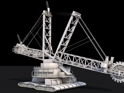 Mining Multi Bucket Wheel Excavator  Low-poly 3D model