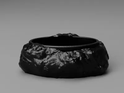 StoneCraft Bonsai Pot 3D Model Stone Design Two Part Planter STL 3D print model