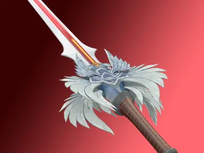 Angel Elven Stylized Sword Low-poly 3D model