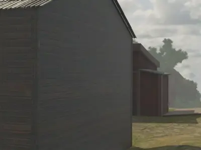 Mountain Village In Rain 3D model