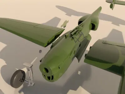 Airplane P38J for 3Dprint 3D print model
