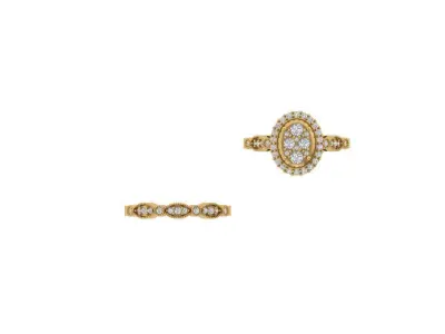 Solitair Ring Bridal Set 3D print model 35