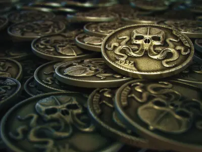 Pile of coins Low-poly 3D model