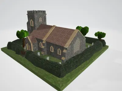 Low Poly Church Model Low-poly 3D model