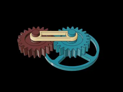 Animated Gears 5 3D model