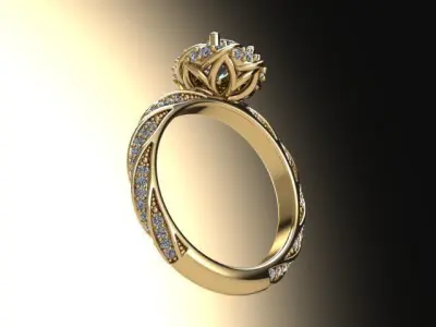 10042 twisted diamond engagement ring 3D print model
