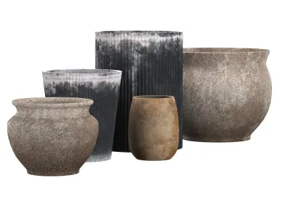 set of garden pots 66 3D model