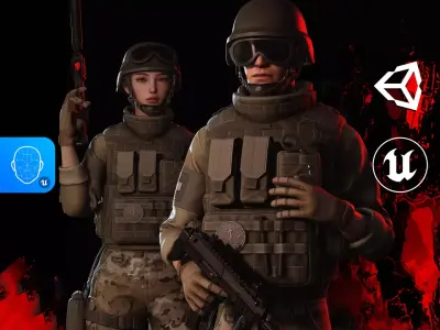 Rapid Fire Military Character - Medic Low-poly 3D model