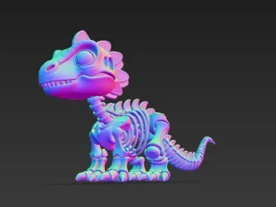 Mechanical Articulated Cute Baby Dinosaur Skeleton 3D print model purchase