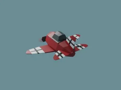 Lowpoly Airplane flying in sky Low-poly 3D model
