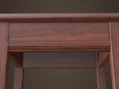 Old vintage simple stool Low-poly 3D model