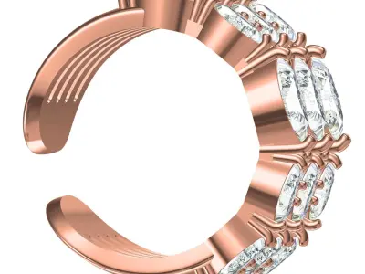 Antique Round and Marquise Diamond Wide Band 3D print model