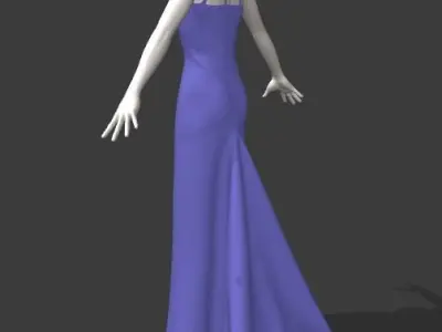 Woman lavender gown Low-poly 3D model