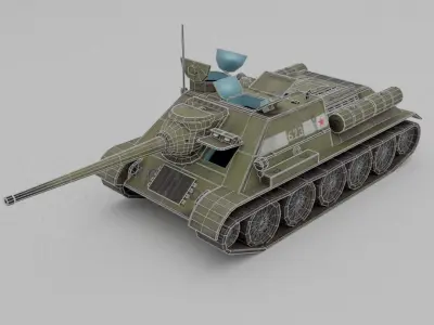 SU-85M Tank Destroyer Low-poly 3D model