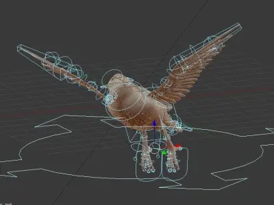 blue bird animated 3D model
