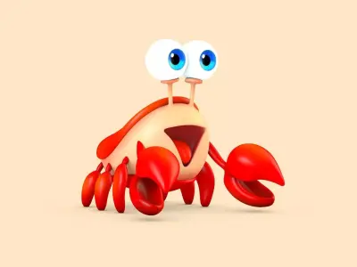 Cartoon Crab Low-poly 3D model