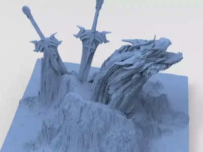 Dragon Clawed Spiked mountain swords 3D model