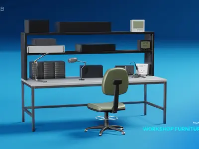 Industrial Workshop Furniture Set 01 3D model