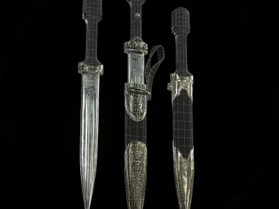 Dagger samurai sword Low-poly 3D model
