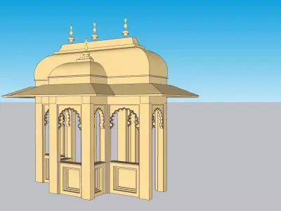 indian jodhpuri stone chatri dome 3D model