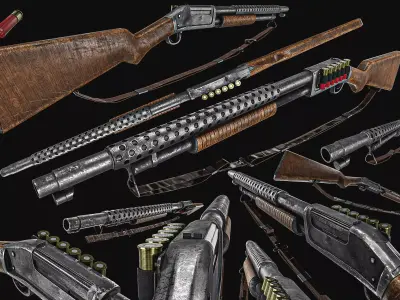 Japanese Shotgun Low-poly 3D model