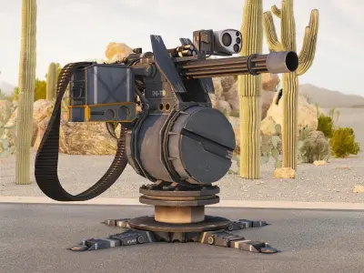 Turret Gun Optimized Low-poly 3D model