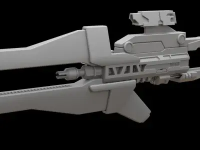 Mecha hard surface assault rifle 3D model