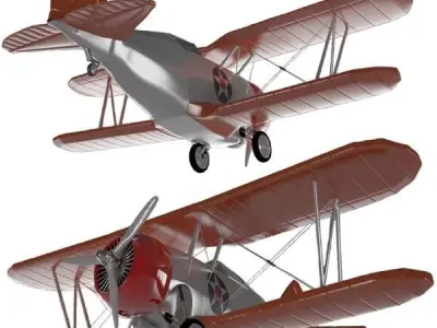 Grumman F2F-USA WW2 PLANE Low-poly 3D model
