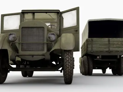 ZIS-5 truck Low-poly 3D model