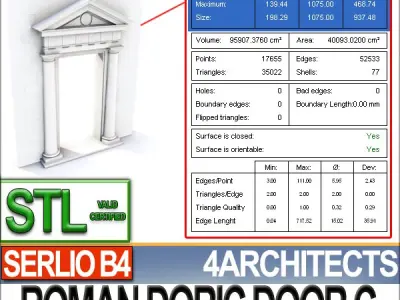 Renaissance Doric Door C Revit STL Printable 3D print model purchase