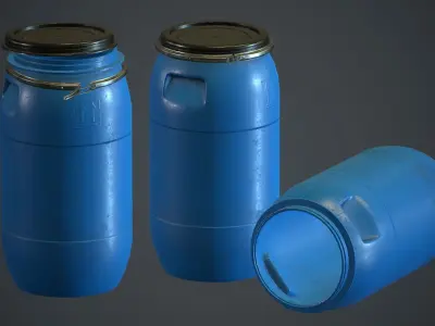 Plastic Barrel PBR Game Ready Low-poly 3D model