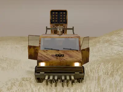 Battle Pick Up Truck Car with Weapon Rocket 3D Game model Low-poly 3D model