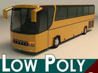Low Poly Coach Bus 02 Low-poly 3D model