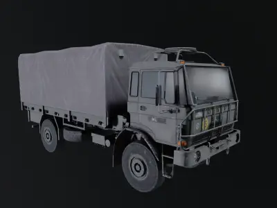 low poly truck with textures Low-poly 3D model