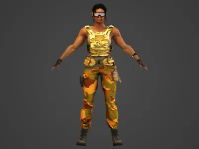 African American Female Military Soldier 3D model