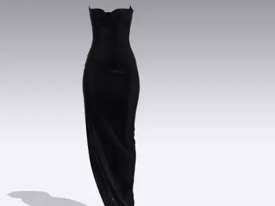 DRESS HEART SHAPED NECKLINE COLOR BLACK FABRIC TYPE SILK  3D model