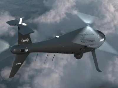 Schiebel Camcopter S100 UAV Rotorcraft Black Rigged 3D model