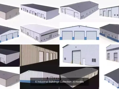 6 Industrial Buildings Collection 3D Model Pack purchase