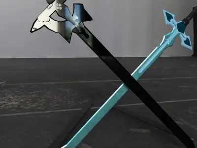 Swords - Dark Repulser and Elucidator - Sword Art Online Low-poly 3D model