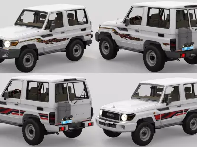 Toyota Land Cruiser 70 Series 2010-2023 with engine Low-poly 3D model