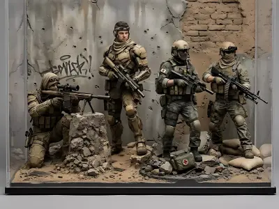Modern Tactical Soldier Squad  4 Military STL Miniatures Pack