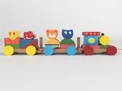 wooden toy train Low-poly 3D model buy