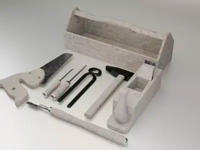 wood tools set Low-poly 3D model