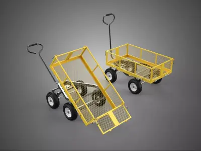 PLATFORM TRUCK METAL GRID FOLDING UTILITY WAGON REMOVABLE SIDES 3D model