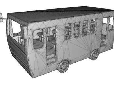 Classic Metallic Bus Low-poly 3D model