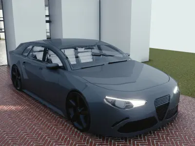 BLENDER EEVEE Brandless Small 4 Door Hatchback Free low-poly 3D model